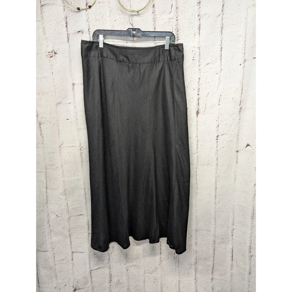 Charter Club 100% Linen Black Flare Midi/Maxi Skirt Sz 14